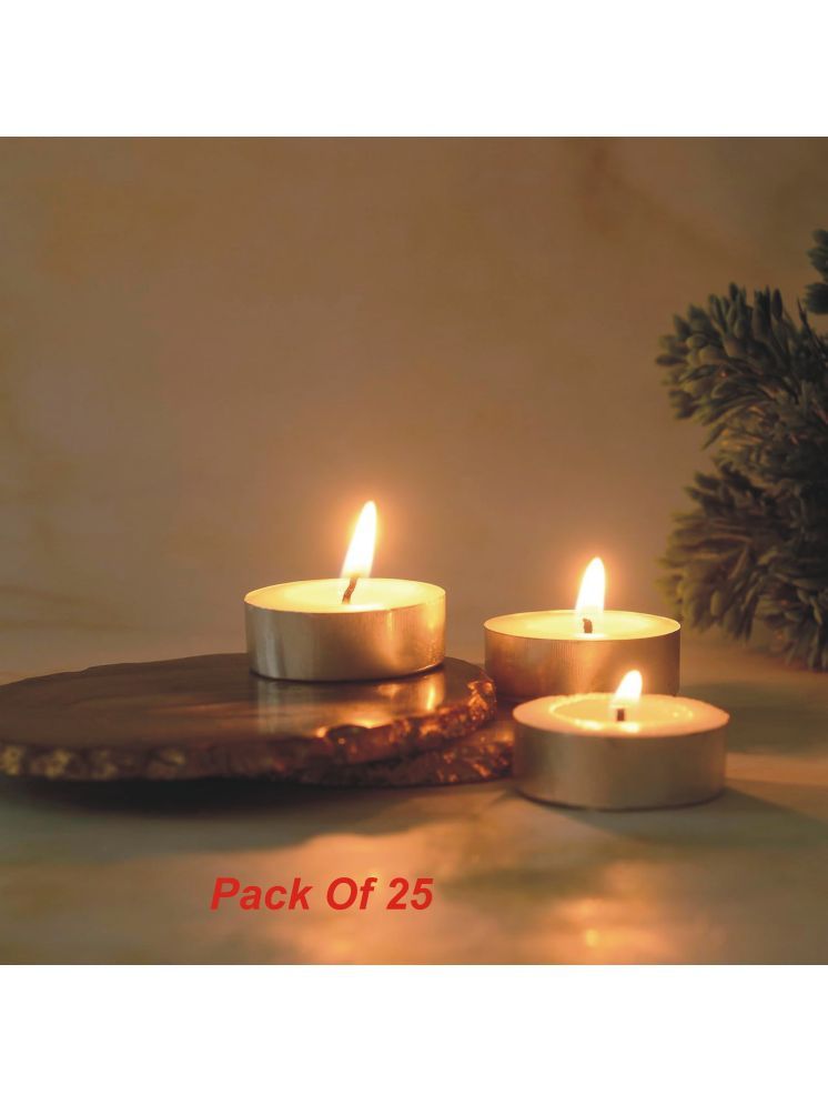     			1st Time White Unscented Wax Tea Light Candle 3 cm ( Pack of 25 )