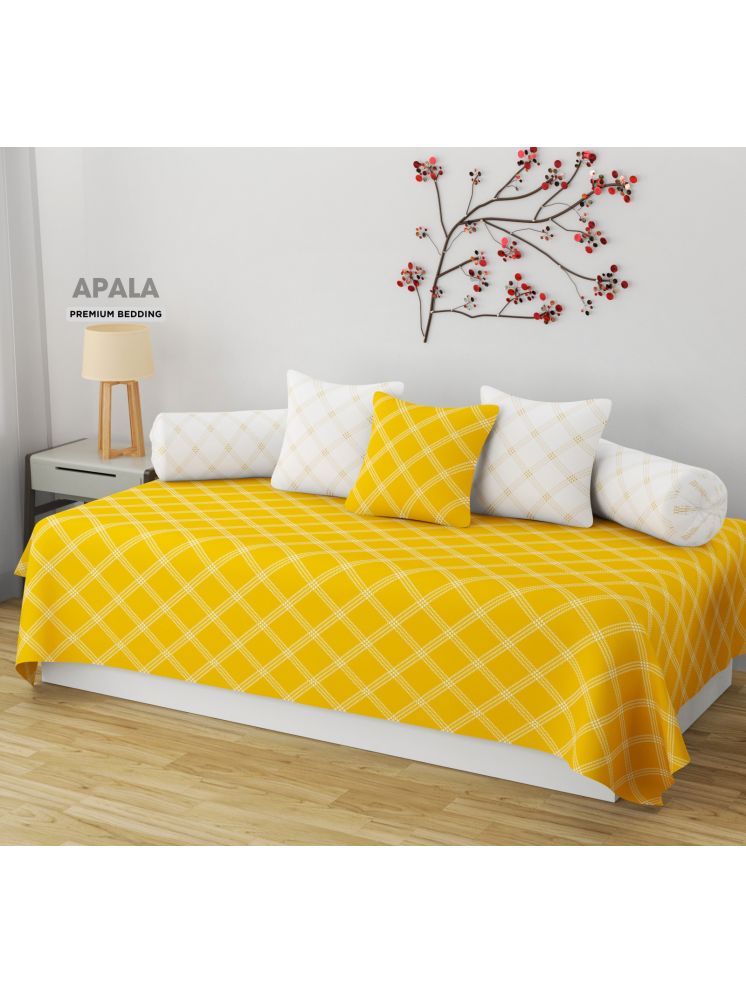     			Apala Cotton Geometric Diwan Set 6 Pcs - Yellow