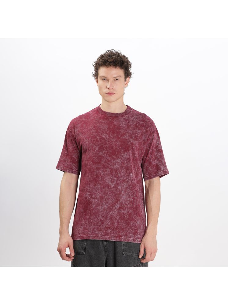     			Atire Cotton Oversized Fit Dyed Half Sleeves Men's Round T-Shirt - Maroon ( Pack of 1 )