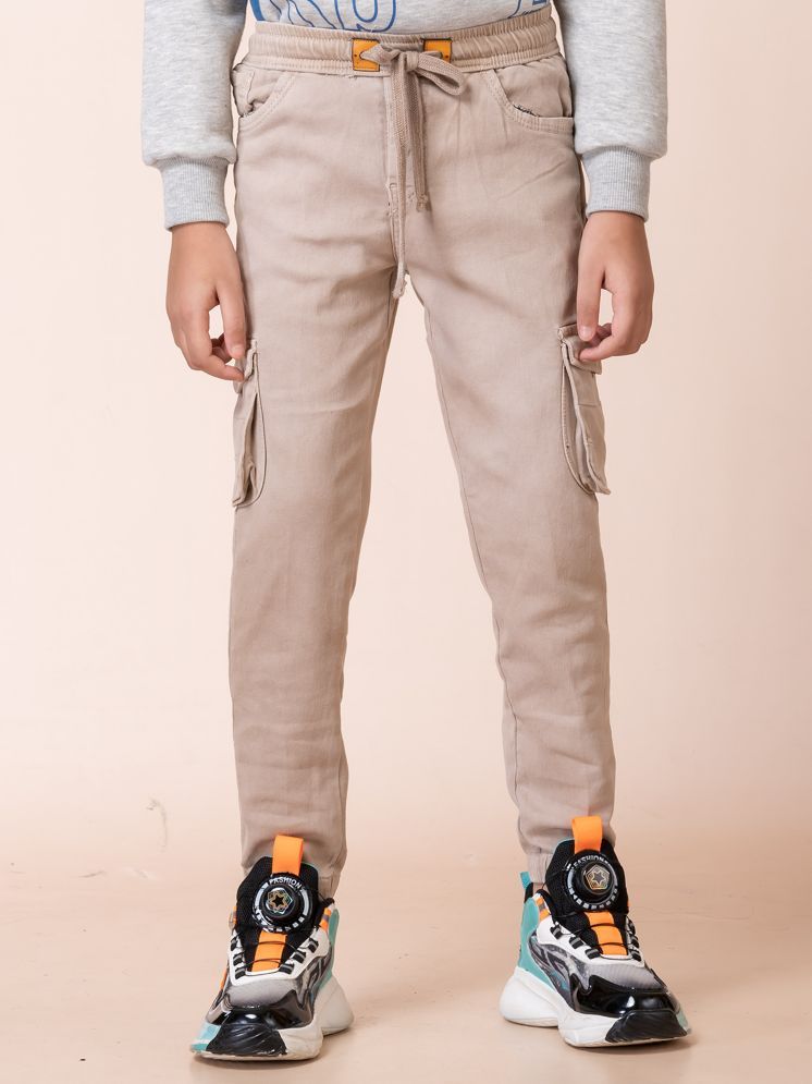     			Boys Cotton Knitted Regular-Fit Mid-Rise Cargo Joggers