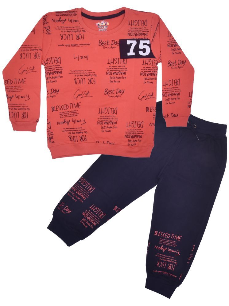     			CUTOPIES Pack of 1 Boys Cotton Sweatshirt & Trackpant ( Orange )