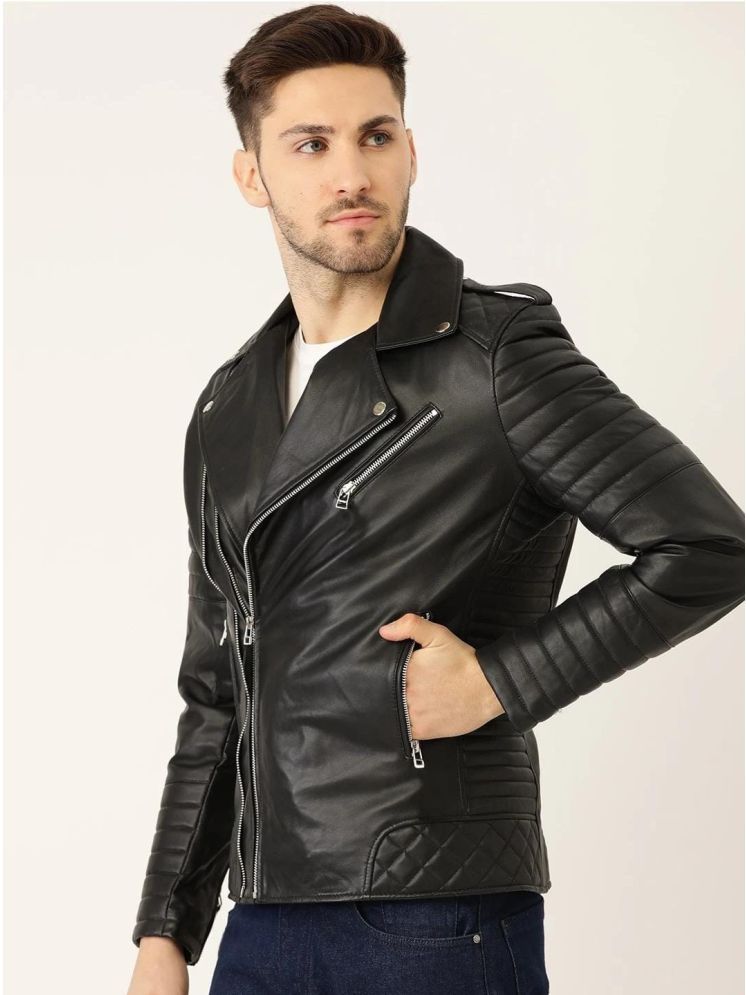     			DCENT KRAFT PU Leather Men's Leather Jacket - Black ( Pack of 1 )