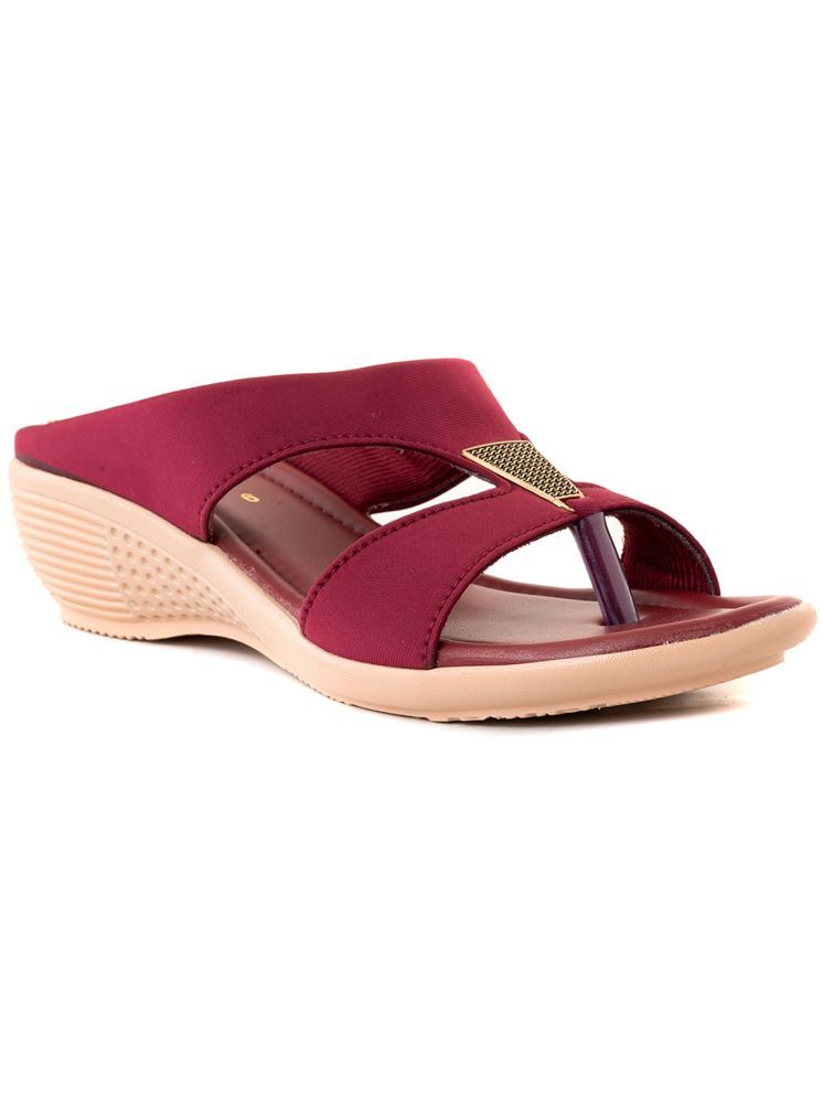     			KHADIM Magenta Women's Slip On Heels