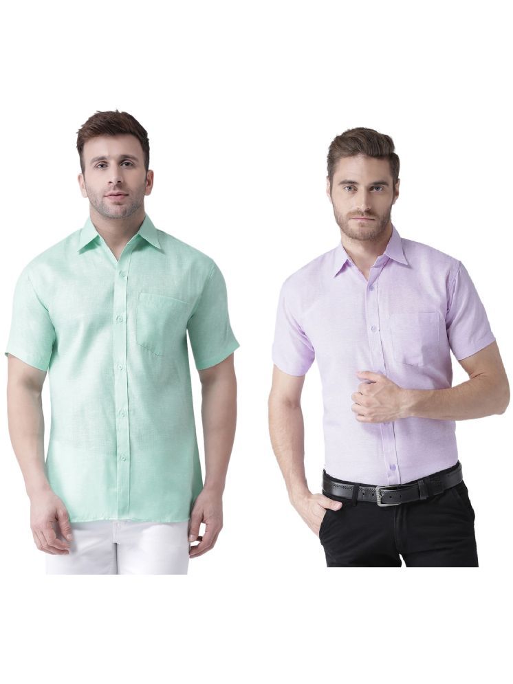     			KLOSET By RIAG Cotton Blend Regular Fit Solids Half Sleeves Men's Casual Shirt - Lavender ( Pack of 2 )