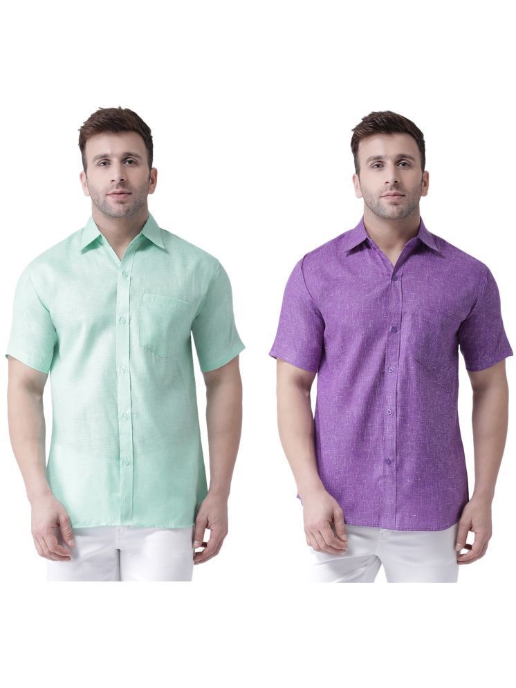     			KLOSET By RIAG Cotton Blend Regular Fit Self Design Half Sleeves Men's Casual Shirt - Lavender ( Pack of 2 )