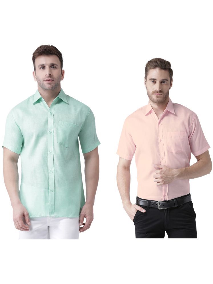     			KLOSET By RIAG Cotton Blend Regular Fit Solids Half Sleeves Men's Casual Shirt - Pink ( Pack of 2 )