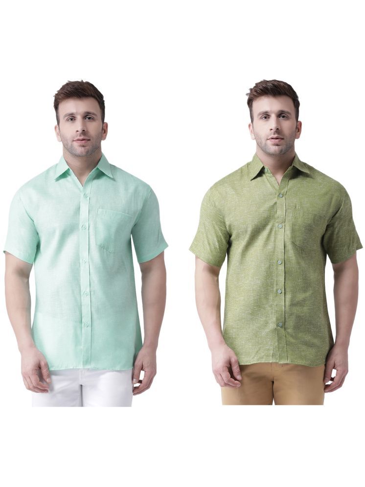     			KLOSET By RIAG Cotton Blend Regular Fit Solids Half Sleeves Men's Casual Shirt - Green ( Pack of 2 )