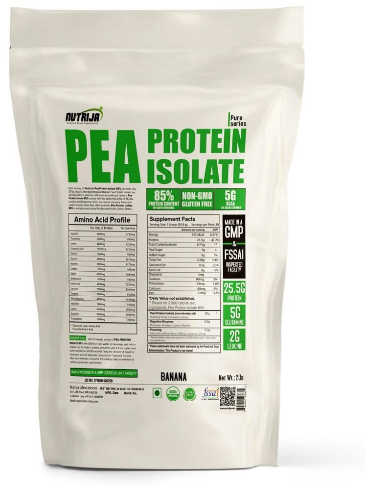     			NUTRIJA Pea Protein Isolate 85% - (2 Lbs) 907 gm Powder