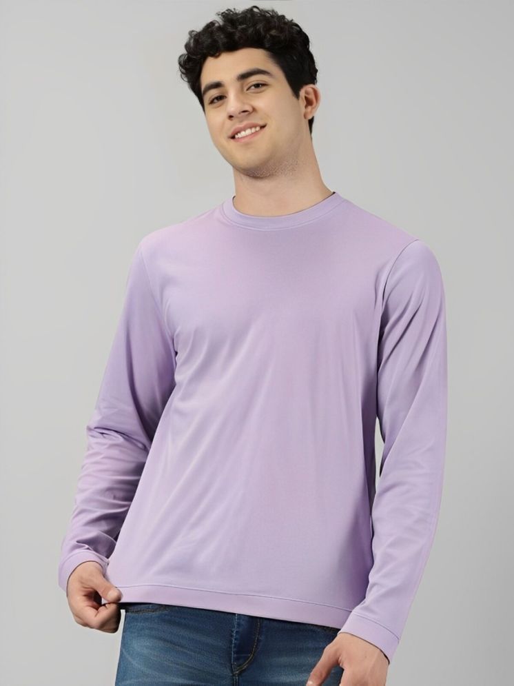     			PLUS PARADISE Cotton Blend Regular Fit Solid Full Sleeves Men's Round T-Shirt - Lavender ( Pack of 1 )