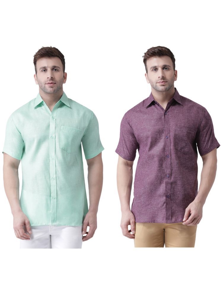     			RIAG Cotton Blend Regular Fit Solids Half Sleeves Men's Casual Shirt - Purple ( Pack of 2 )