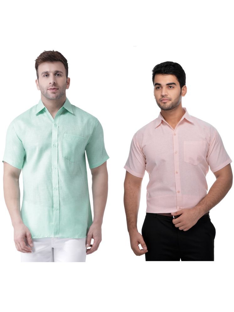     			RIAG Cotton Blend Regular Fit Solids Half Sleeves Men's Casual Shirt - Peach ( Pack of 2 )