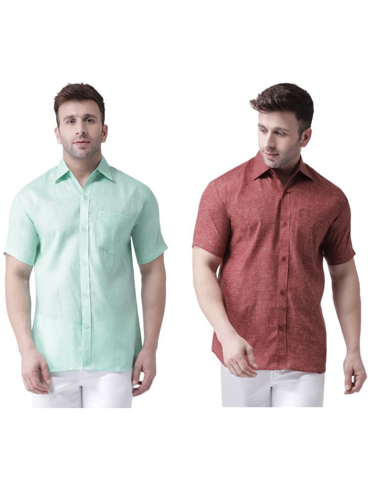     			RIAG Cotton Blend Regular Fit Solids Half Sleeves Men's Casual Shirt - Maroon ( Pack of 2 )