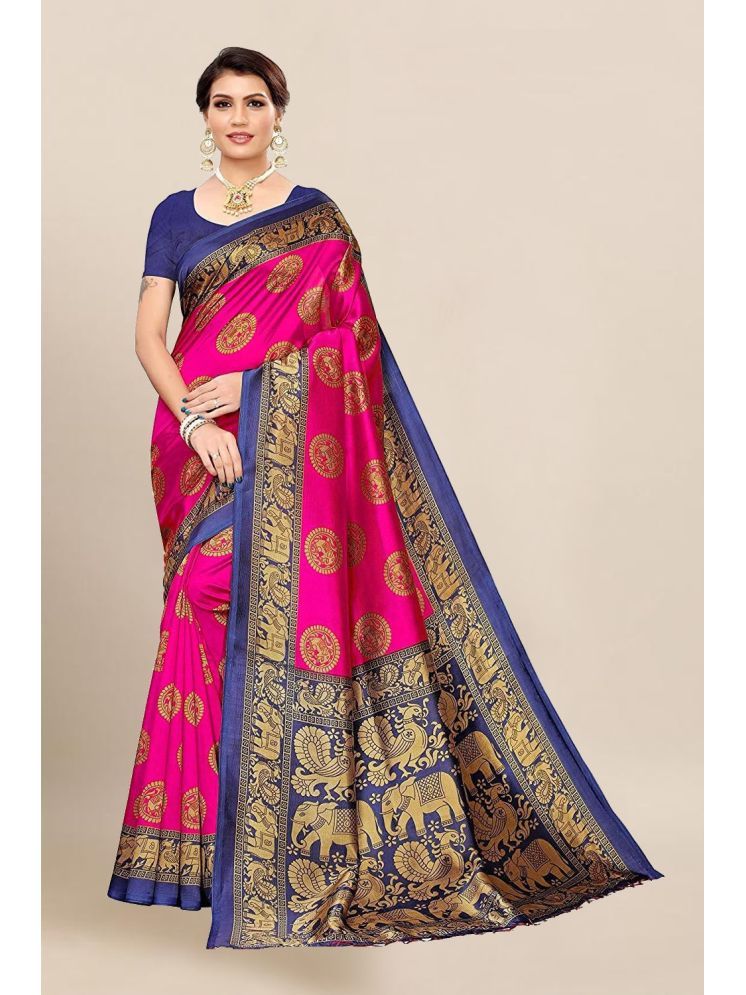     			THE PRIVATE LABLE Art Silk Woven Saree Without Blouse Piece - Pink ( Pack of 1 )