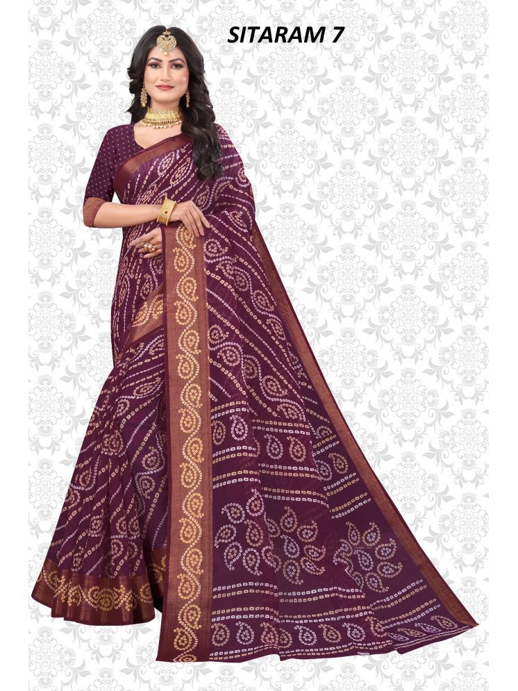     			THE PRIVATE LABLE Cotton Silk Printed Saree Without Blouse Piece - Maroon ( Pack of 1 )