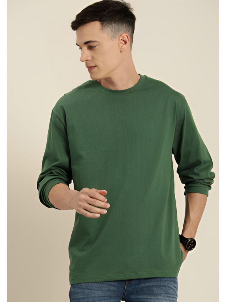     			curvy comfort Cotton Blend Regular Fit Solid Full Sleeves Men's Round T-Shirt - Green ( Pack of 1 )