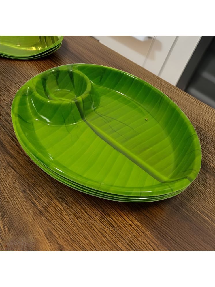     			kitchrox 4 Pcs Melamine Dark Green Platter