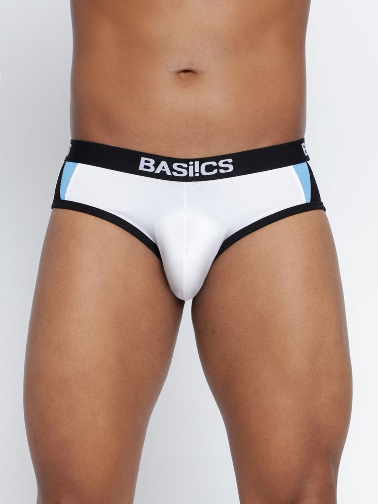     			BASIICS By La Intimo Pack of 1 Cotton Blend Briefs For Men's ( White )