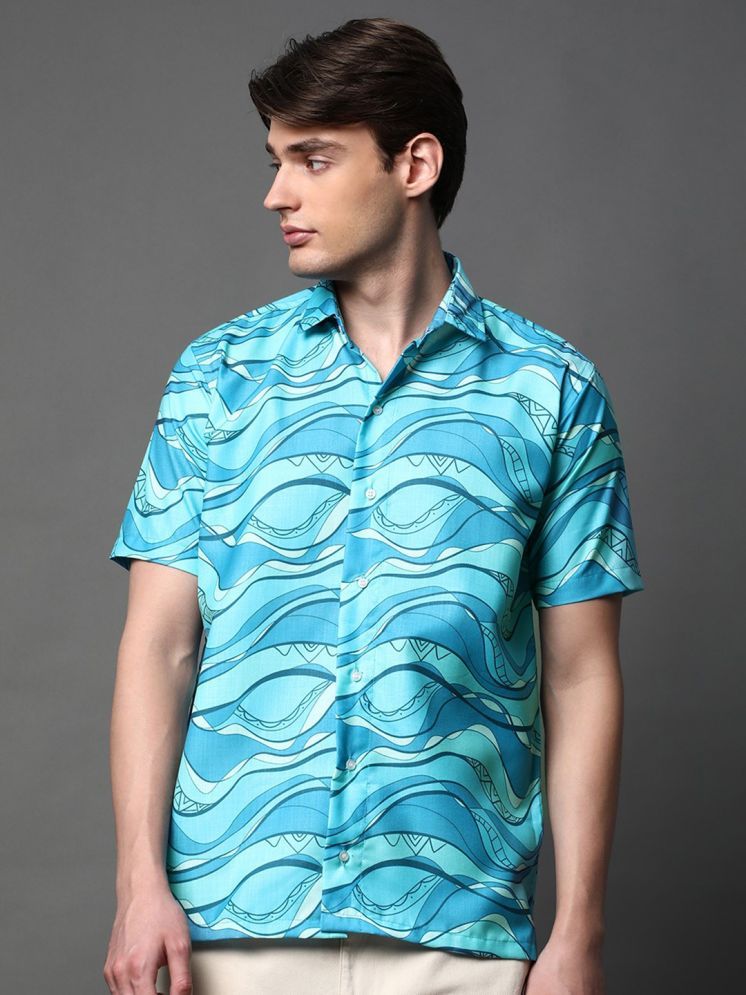     			BOWLIFESTYLE Polyester Regular Fit Printed Half Sleeves Men's Casual Shirt - Blue ( Pack of 1 )