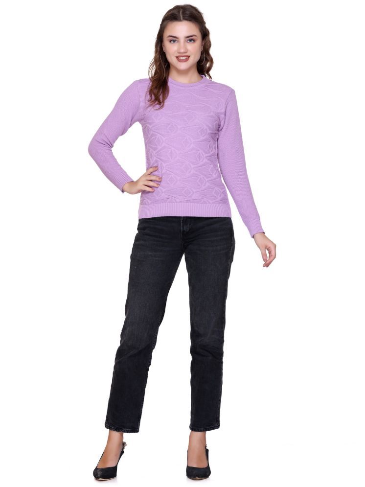     			MELVIN Woollen Round Neck Women's Pullovers - Purple ( Single )