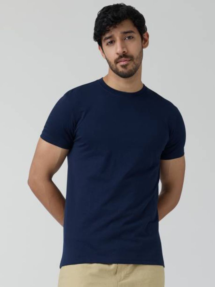     			NOWT Pack of 1 Cotton Blend Regular Fit Men's T-Shirt ( Navy )