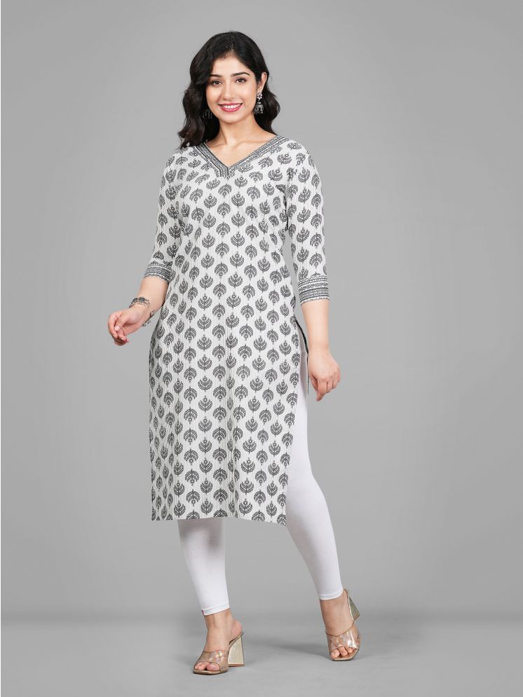     			Parastri Cotton Printed A-line Women's Kurti - Off White ( Pack of 1 )