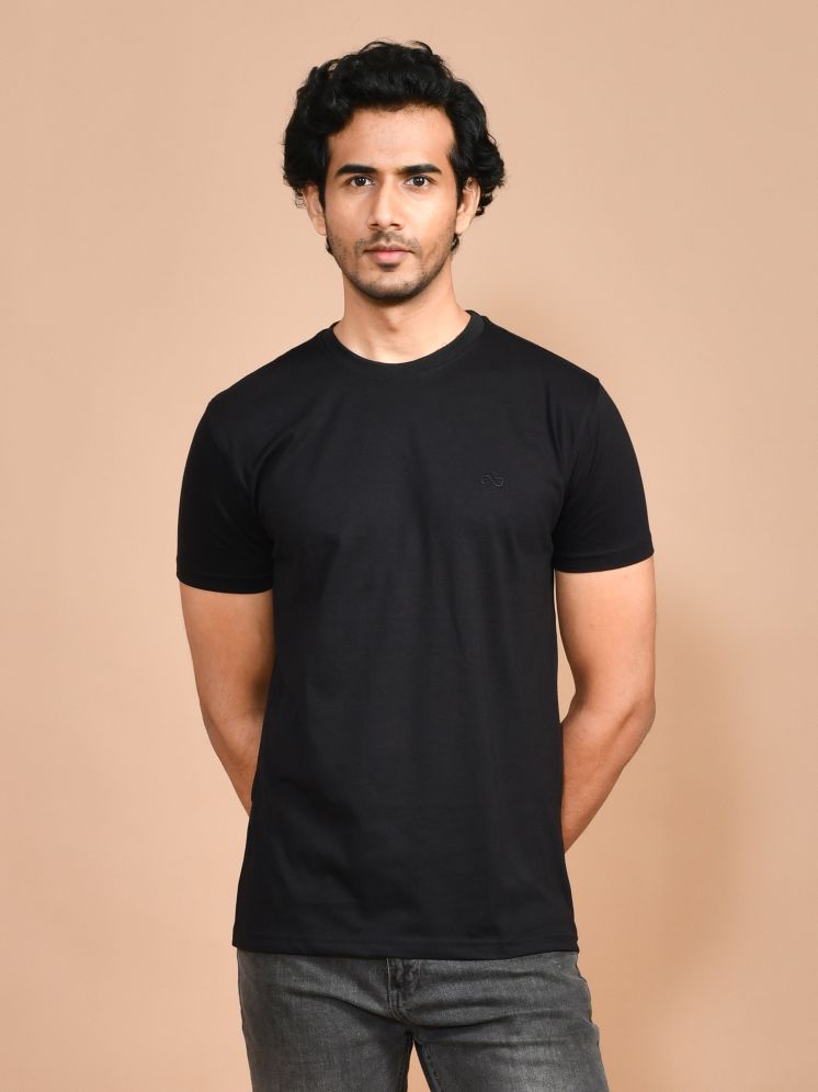     			SKYKNIT Cotton Blend Regular Fit Printed Half Sleeves Men's Round T-Shirt - Black ( Pack of 1 )