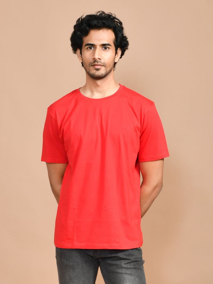     			SKYKNIT Cotton Blend Regular Fit Printed Half Sleeves Men's Round T-Shirt - Red ( Pack of 1 )