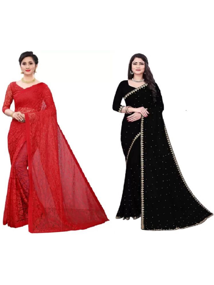     			Saadhvi Georgette Self Design Saree With Blouse Piece - Multicolor7 ( Pack of 2 )