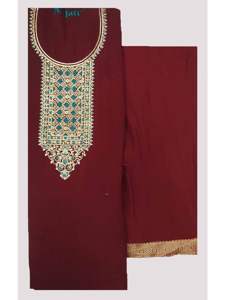     			Soul Essence Unstitched Georgette Embroidered Dress Material - Maroon ( Pack of 1 )