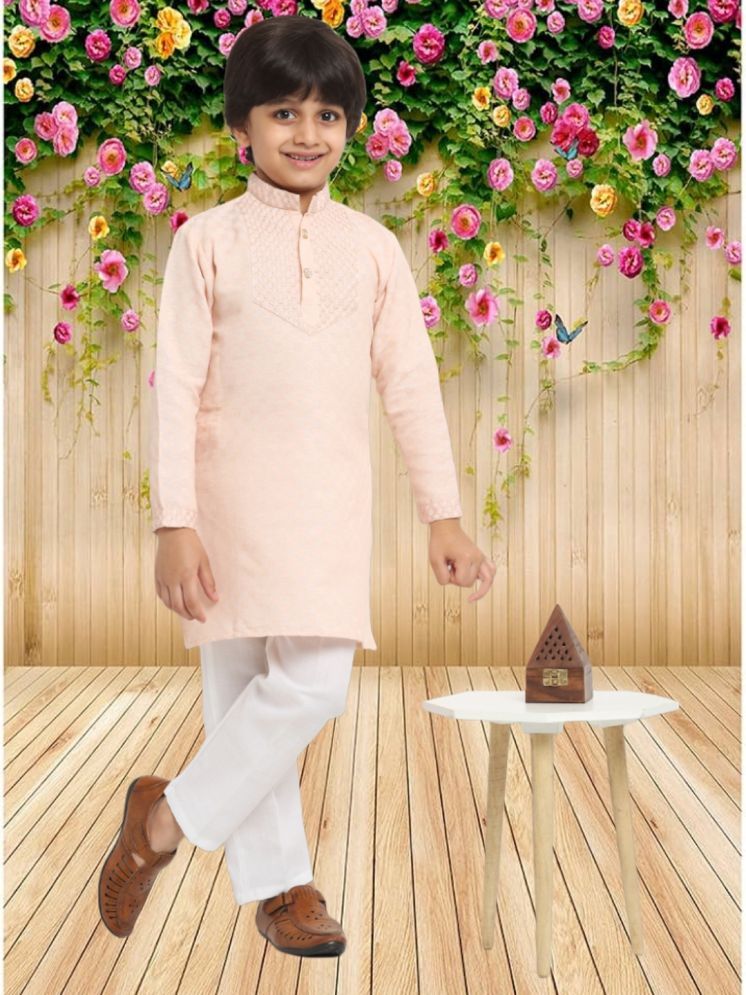     			CENSAL Peach Cotton Boys Kurta Sets ( Pack of 1 )