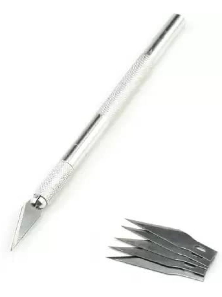     			FREEDY Detail Pen Knife with 5 Interchangeable Sharp Blades for Carving/Mat Cutting &Paper Cutting