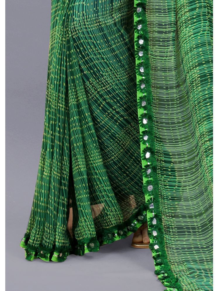     			Gazal Fashions Georgette Printed Saree With Blouse Piece - Green ( Pack of 1 )