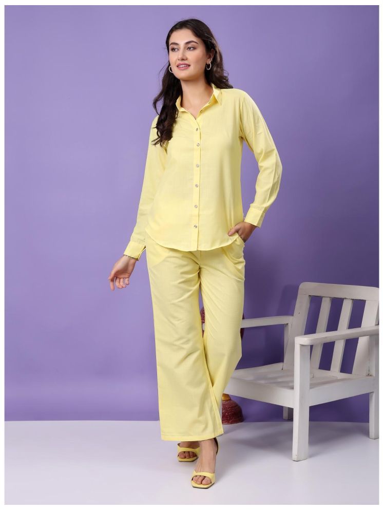     			Hangup Yellow Solid Pant Top Set