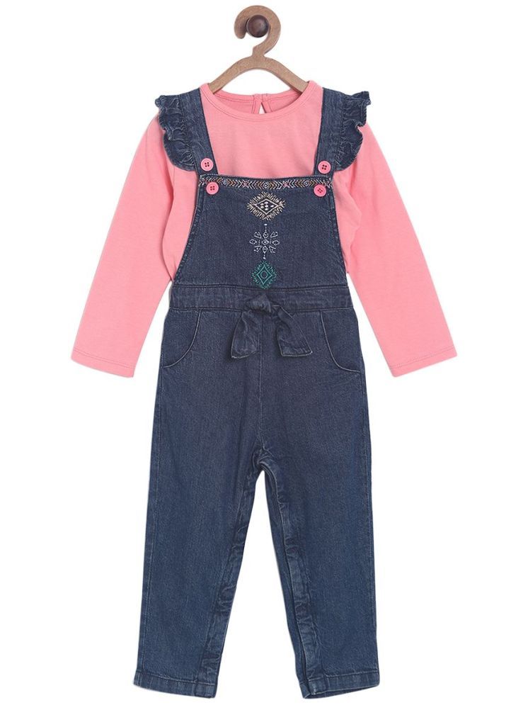     			MINI KLUB Navy Cotton Baby Girl Dungaree Sets ( Pack of 2 )