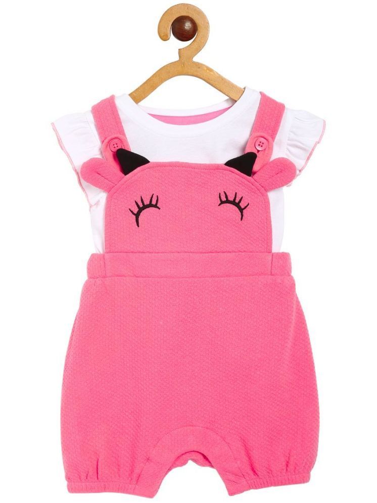     			MINI KLUB Pink Cotton Baby Girl Dungaree Sets ( Pack of 2 )