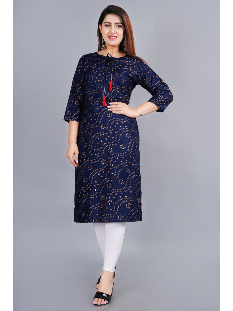     			NUPITAL Viscose Blend Printed Straight Women's Kurti - Blue ( Pack of 1 )