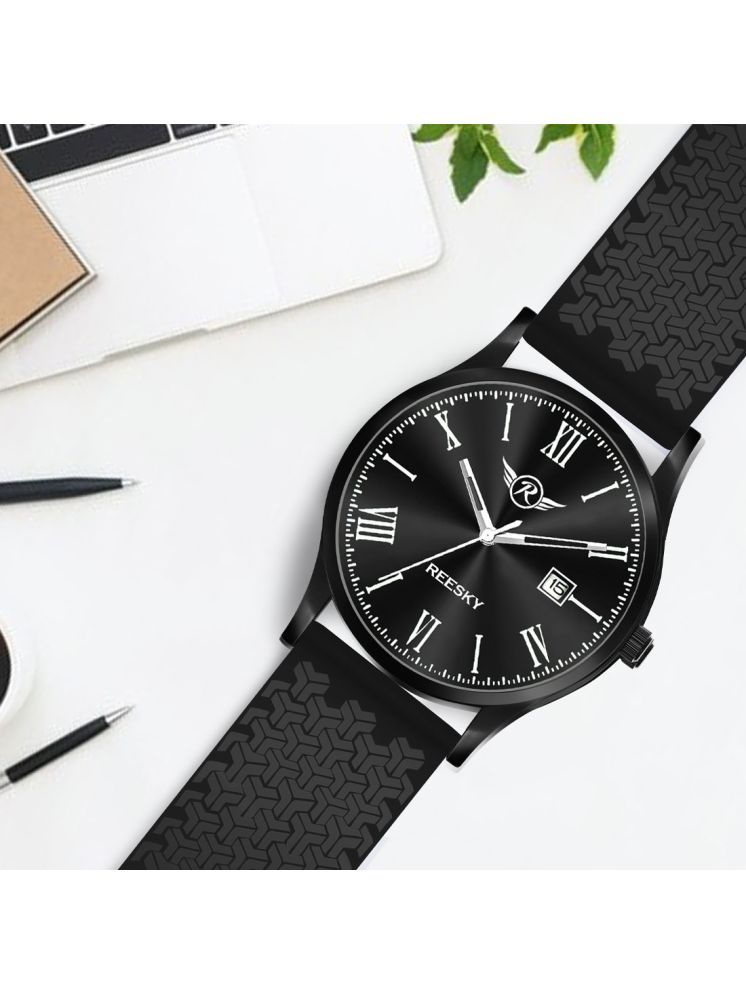     			REESKY Black Silicon Analog Men's Watch