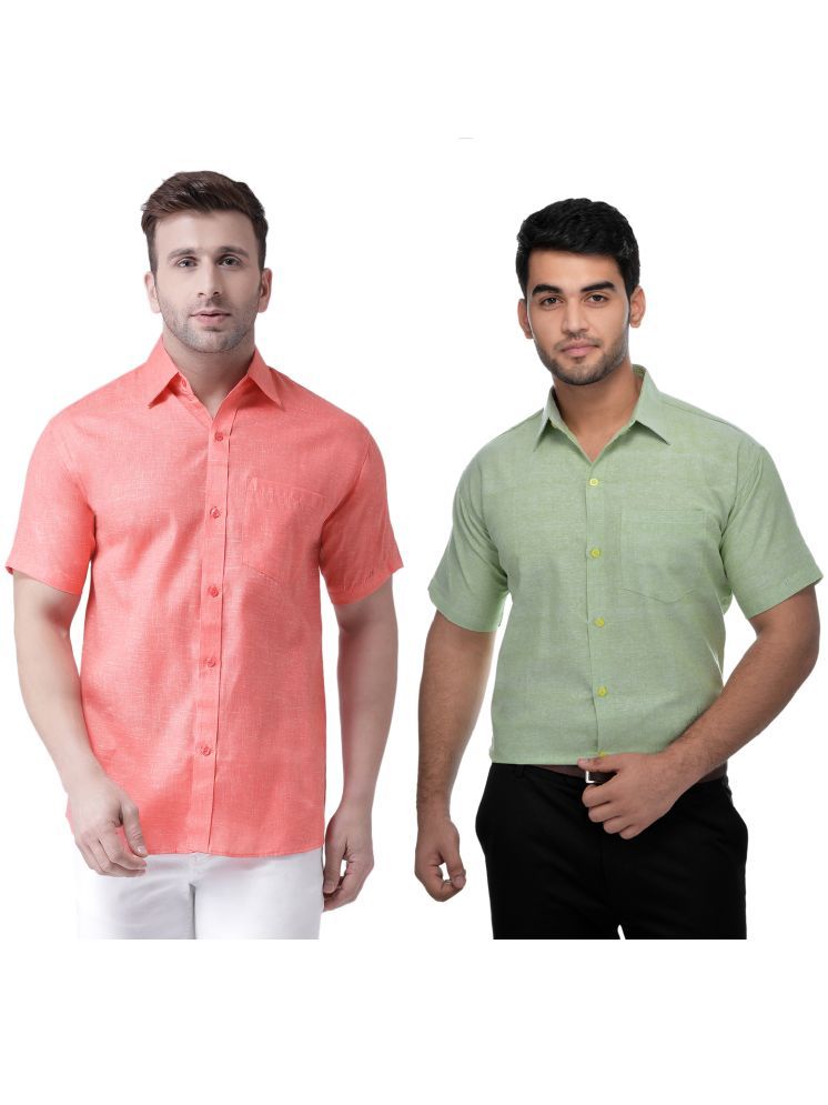     			RIAG Cotton Blend Regular Fit Solids Half Sleeves Men's Casual Shirt - Fluorescent Green ( Pack of 2 )