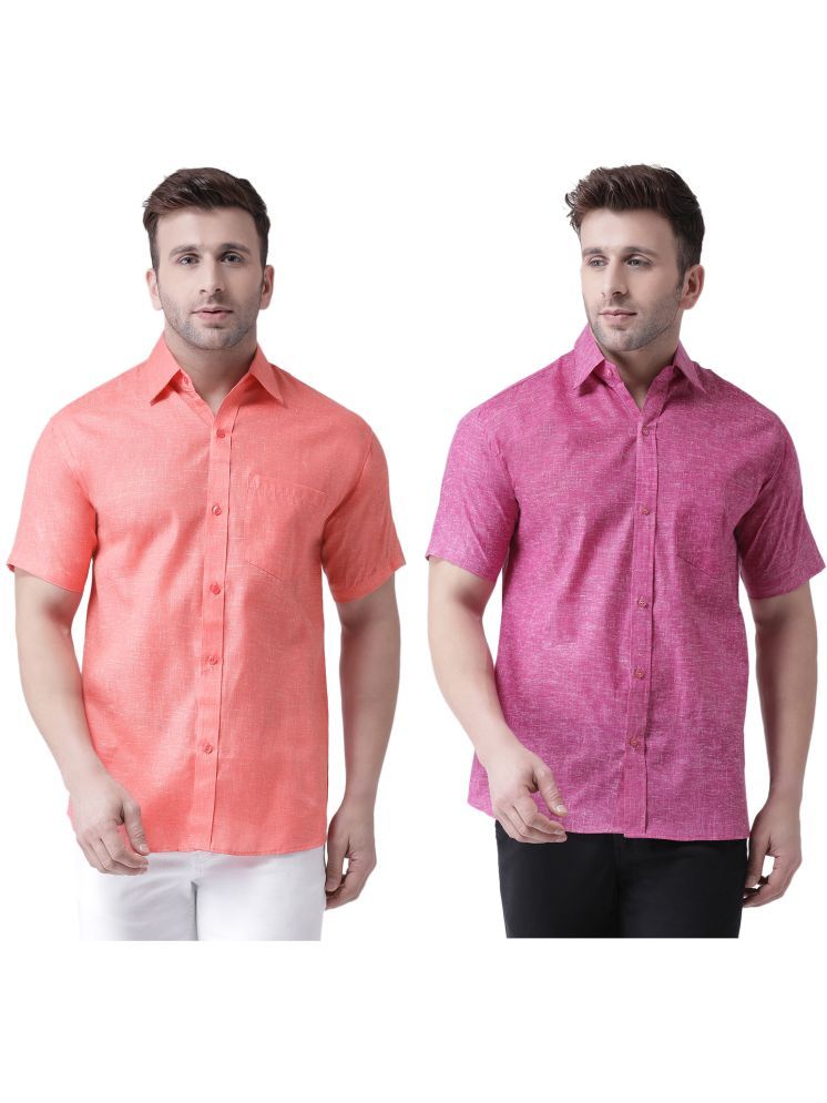     			RIAG Cotton Blend Regular Fit Solids Half Sleeves Men's Casual Shirt - Magenta ( Pack of 2 )