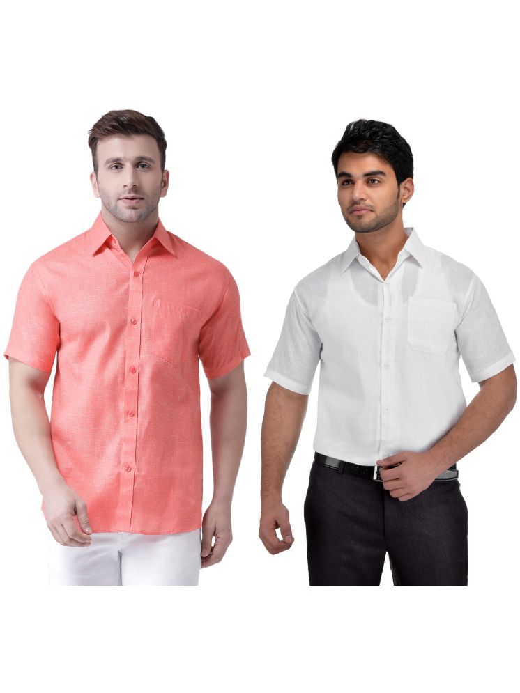     			RIAG Cotton Blend Regular Fit Solids Half Sleeves Men's Casual Shirt - White ( Pack of 2 )