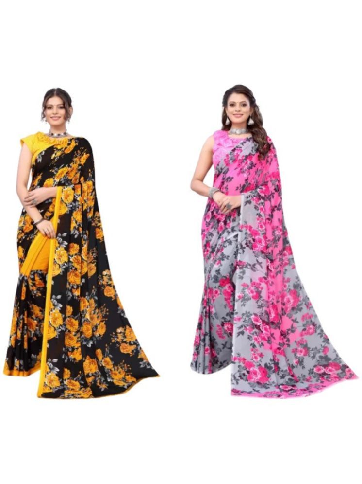     			Saadhvi Art Silk Self Design Saree With Blouse Piece - Multicolor5 ( Pack of 2 )