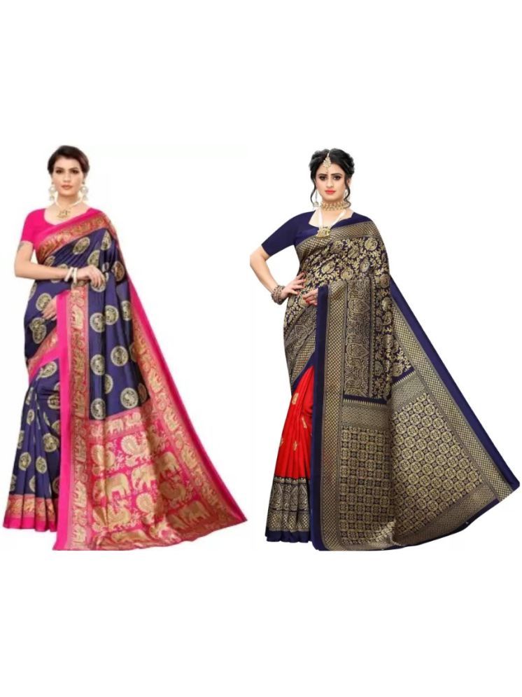     			Saadhvi Art Silk Self Design Saree With Blouse Piece - Multicolor6 ( Pack of 2 )