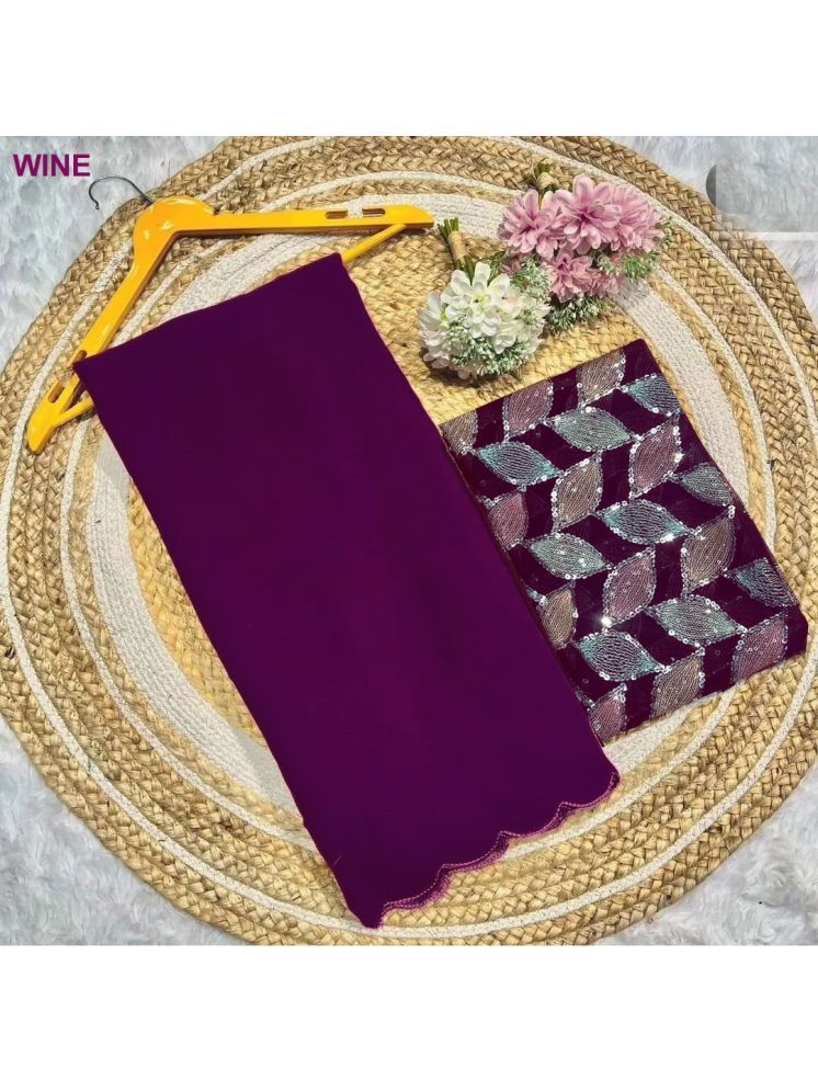     			Bhuwal Fashion Georgette Solid Saree With Blouse Piece - Magenta ( Pack of 1 )