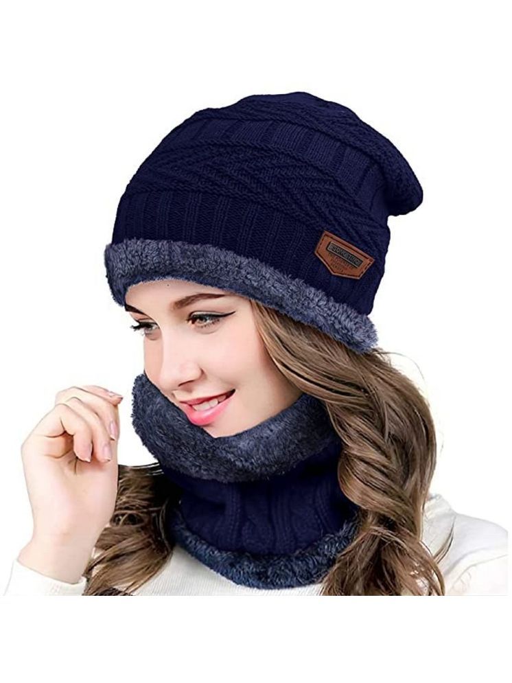     			Infispace Blue Woollen Women's Cap ( Pack of 1 )