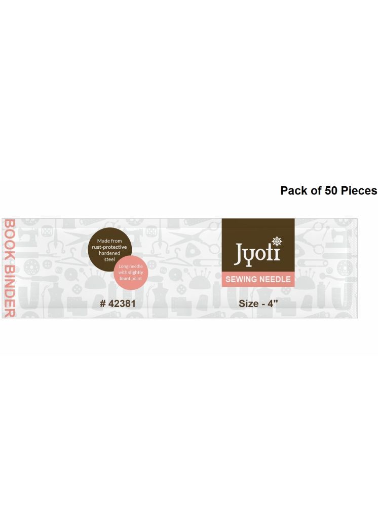     			Jyoti Book Binder Hand Sewing Needles 4", Long Length with Slightly Blunt Point & Long Eye, Cloth Stitching Steel Needles, Printing & Binding, Yarn & Thread Needles, 42381, (Size - 4") - 50 Pieces