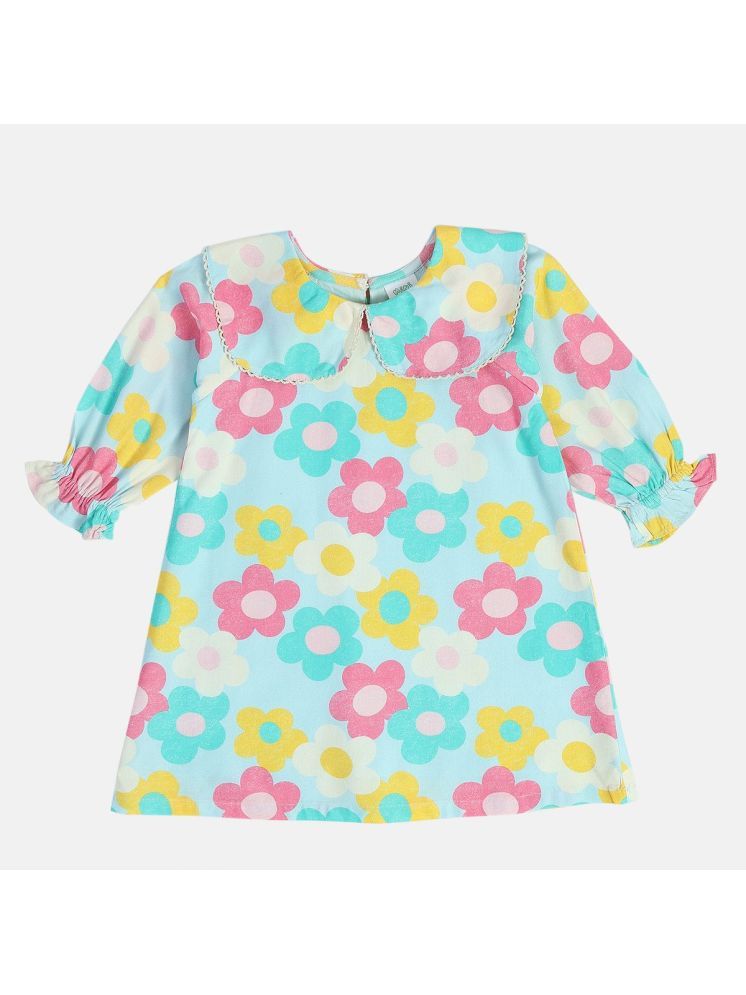     			MINI KLUB Blue Cotton Baby Girl Dress ( Pack of 1 )