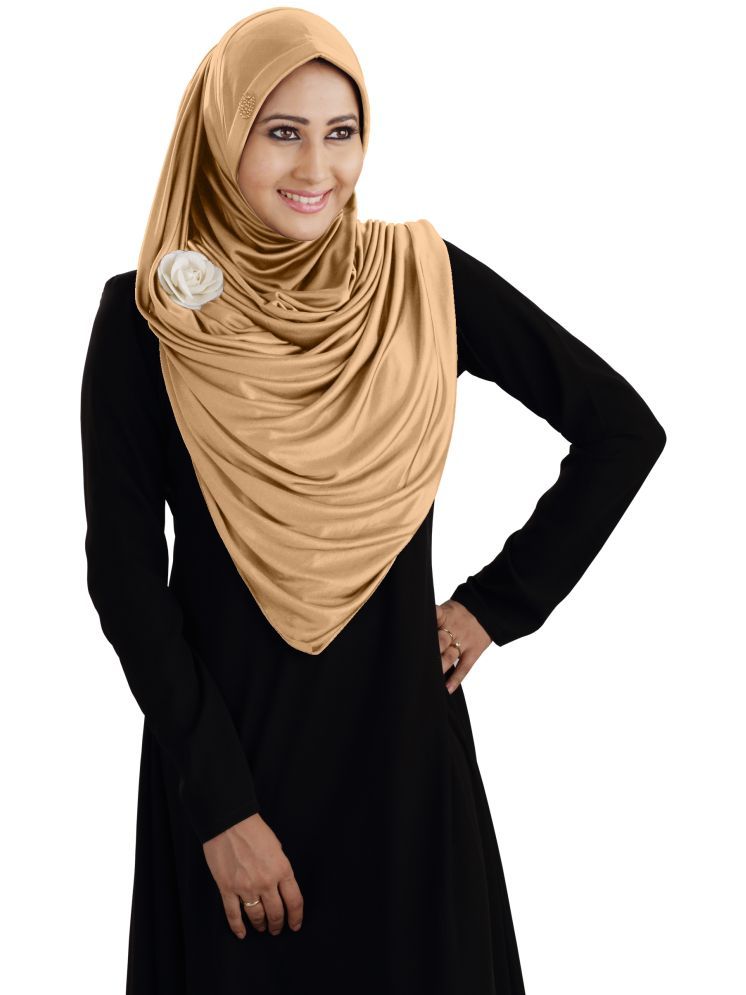     			Mehar Beige Polycotton Stitched Hijab - Single