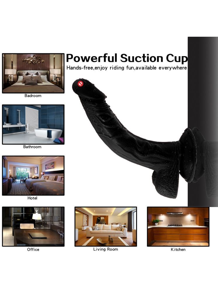     			REALISTIC 9 INCH DARK BLACK PREMIUM SILICON DILDO WITH PERFECT SUCTION CUP & BIG BALLS BY KAMAHOUSE