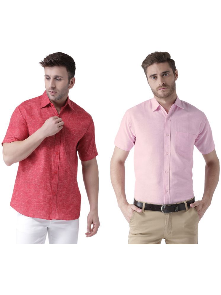     			RIAG Cotton Blend Regular Fit Solids Half Sleeves Men's Casual Shirt - Pink ( Pack of 2 )