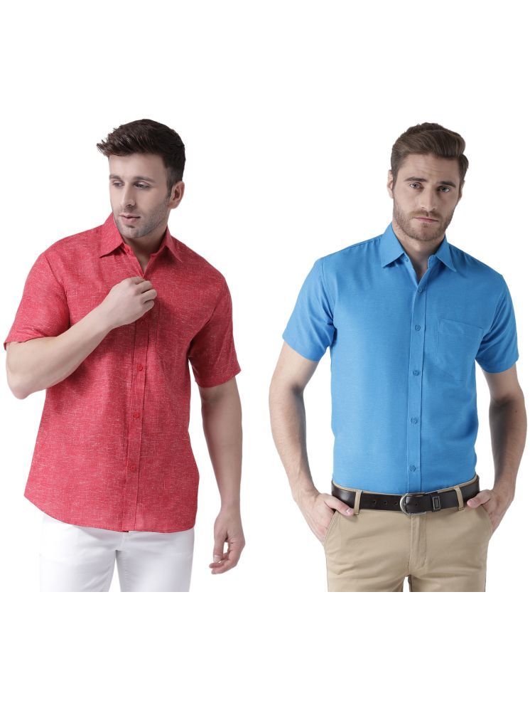     			RIAG Cotton Blend Regular Fit Solids Half Sleeves Men's Casual Shirt - Blue ( Pack of 2 )